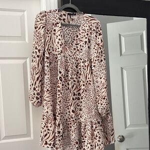 Animal Print Long Sleeve Dress